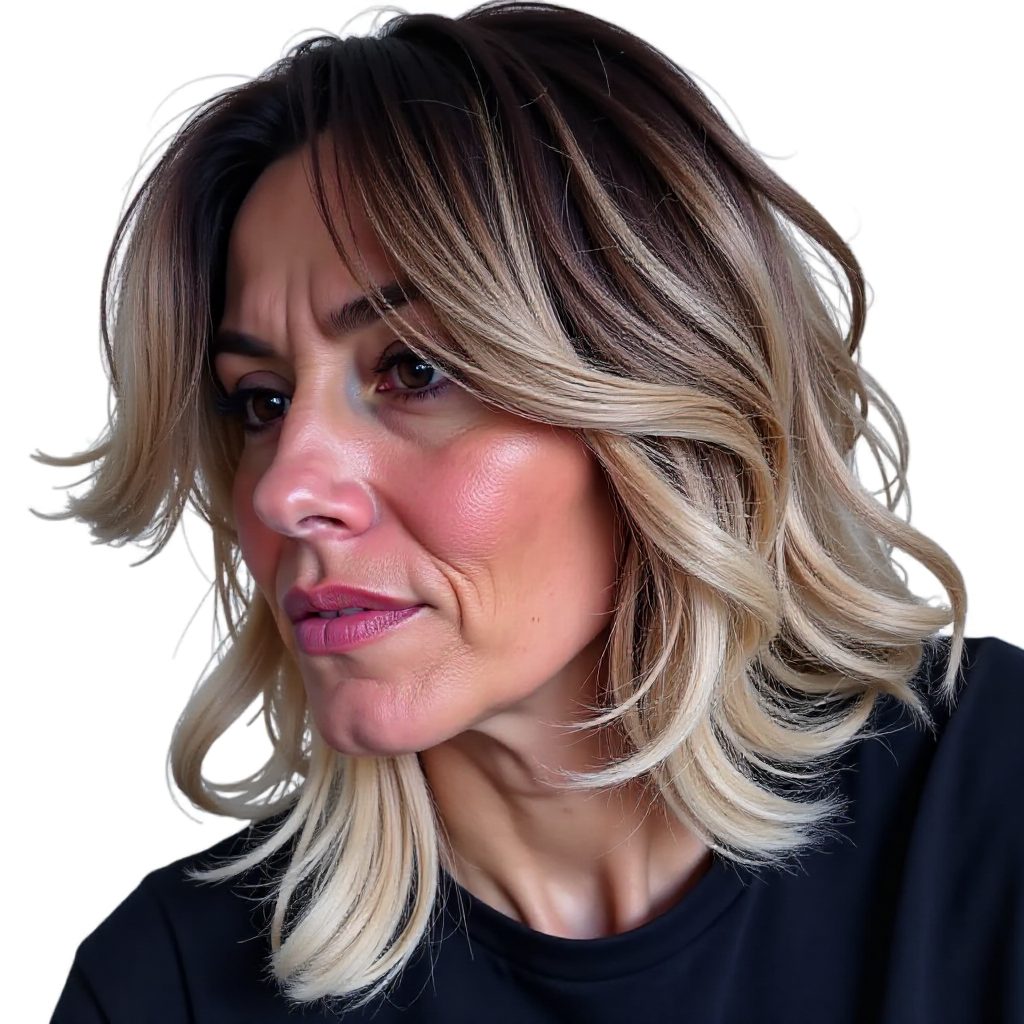 Long Bob With Rose Gold Highlights