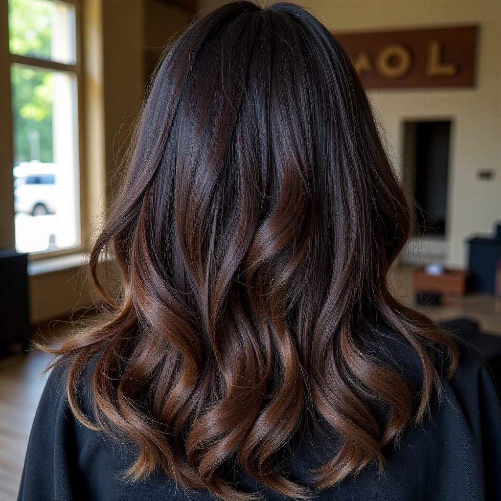 Wavy Brown Hair with Caramel Highlights