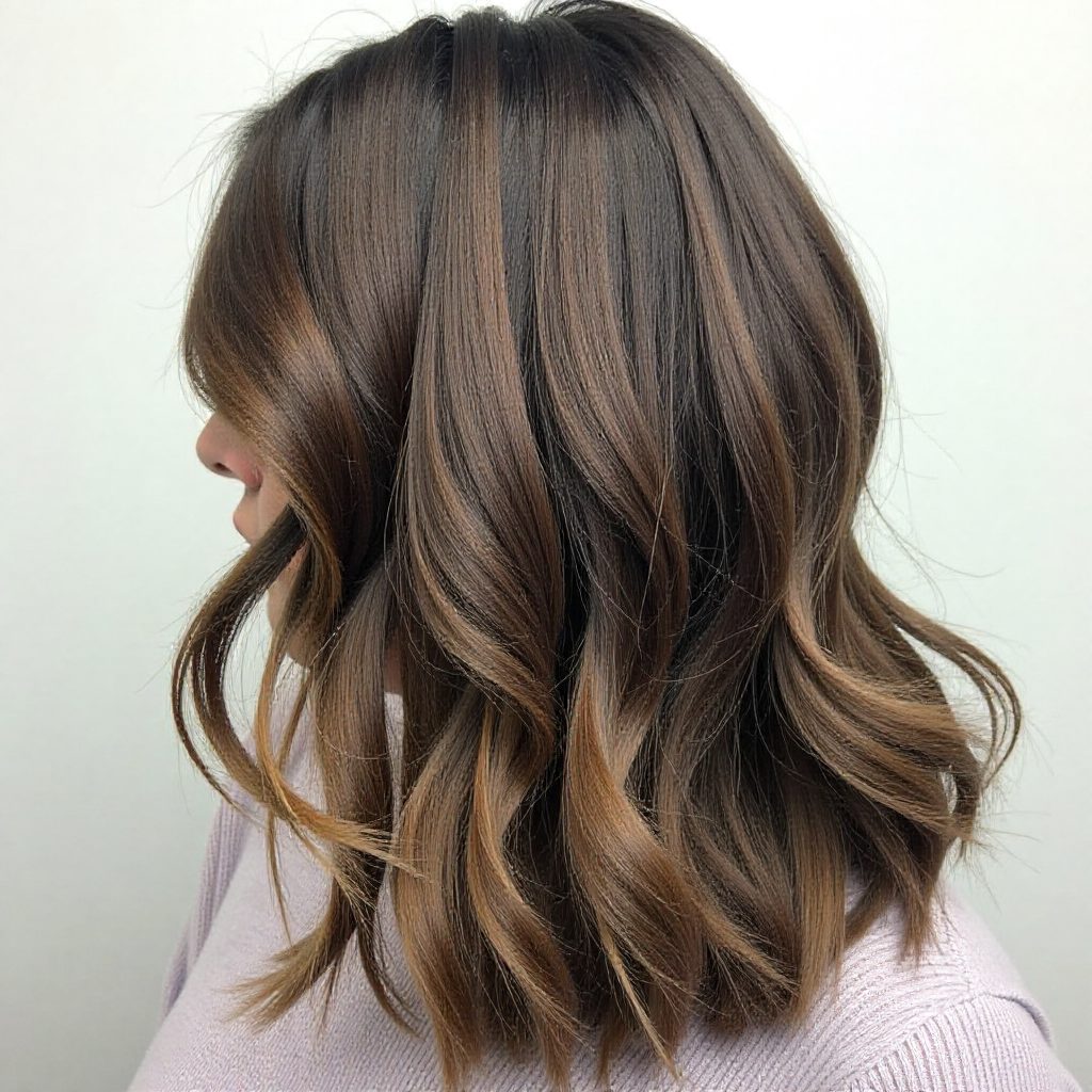 Dark Brown Two-Tier Cut with Light Brown Highlights