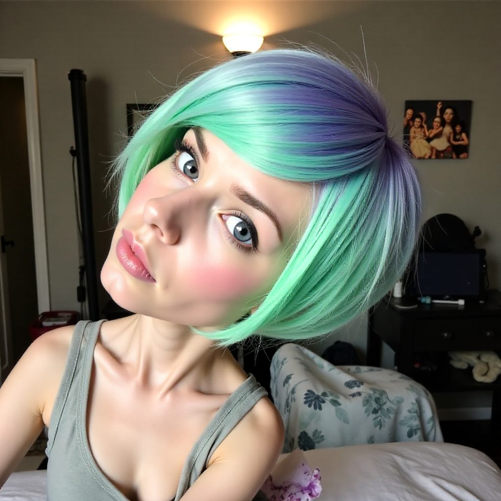 Teal Bob with Jagged Fringe
