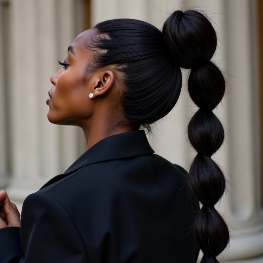 Natural Hair Bubble Ponytail