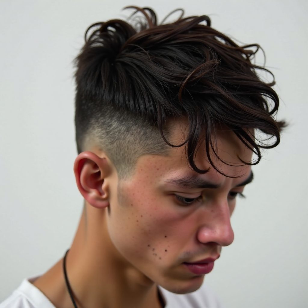 Mid Fade With Longer Hair On Top