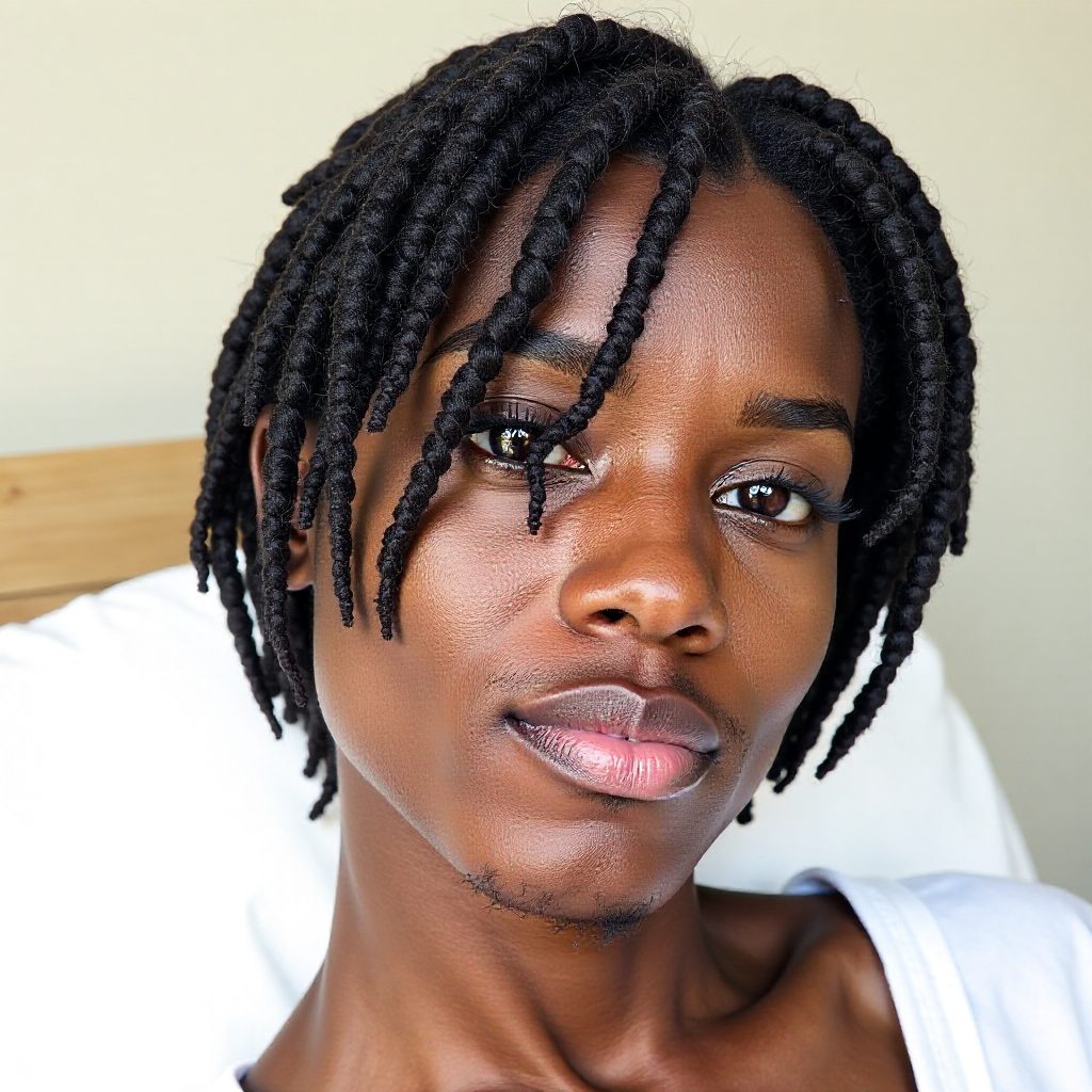 Male Braids with a Middle Part