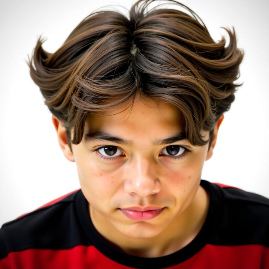 Men's Hairstyle with a Center Part and Flicked Ends