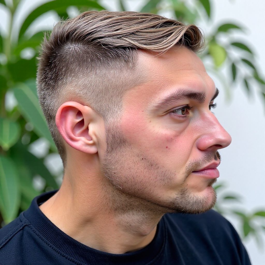 A Stylish Undercut with Bleached Hair and Darker Roots