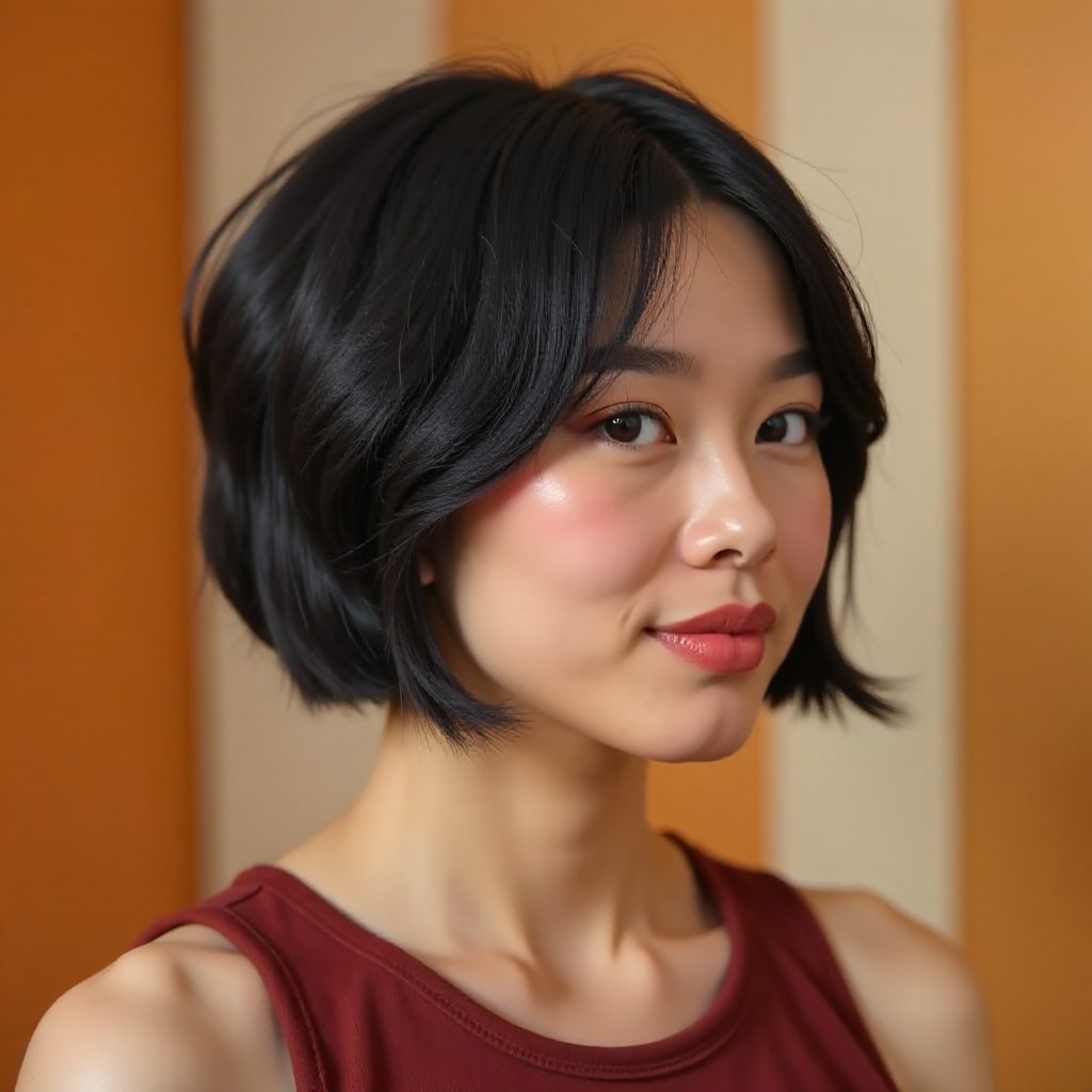 Chin Length Bob for Diamond Shaped Face