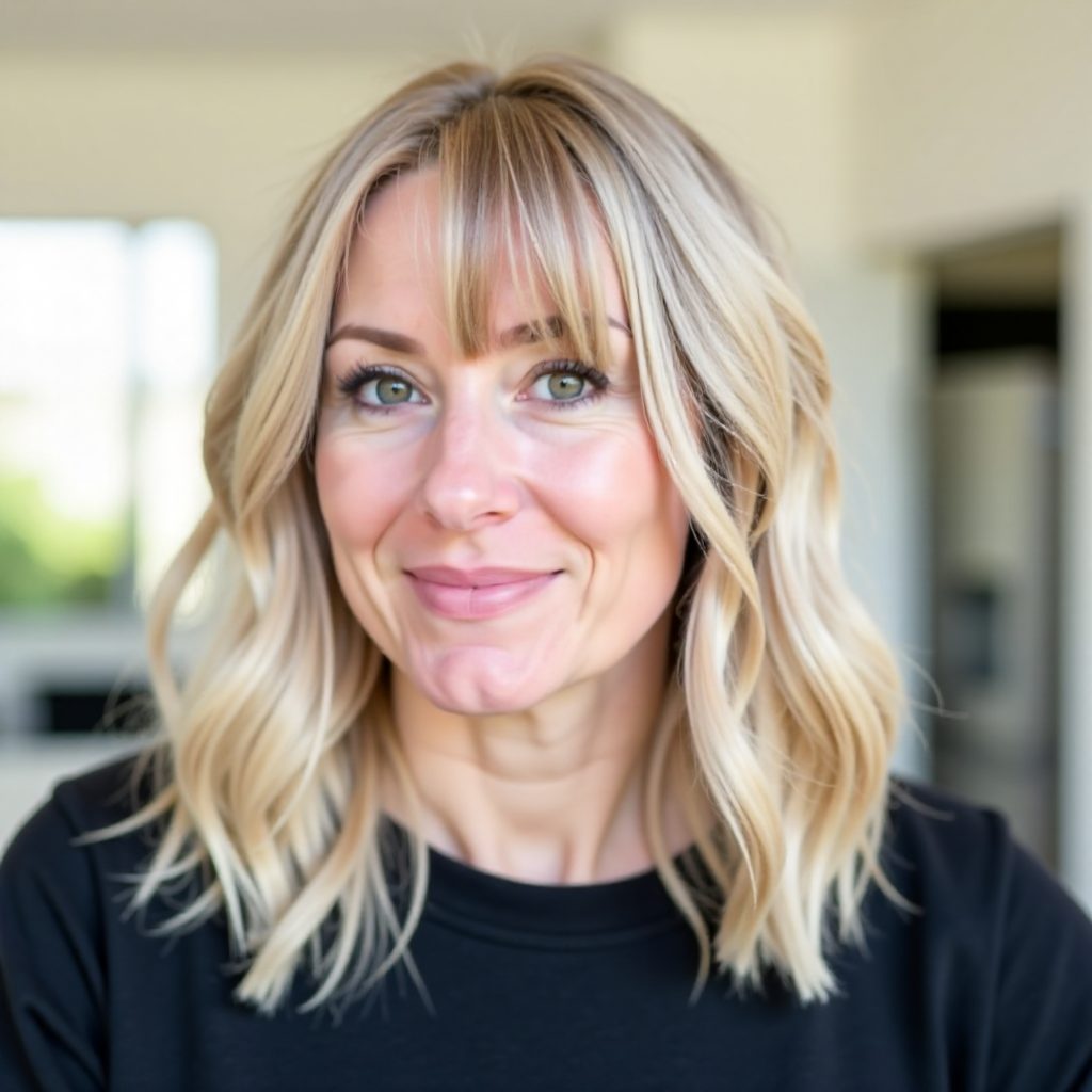 Middle Length Hair with Wispy Curtain Bangs