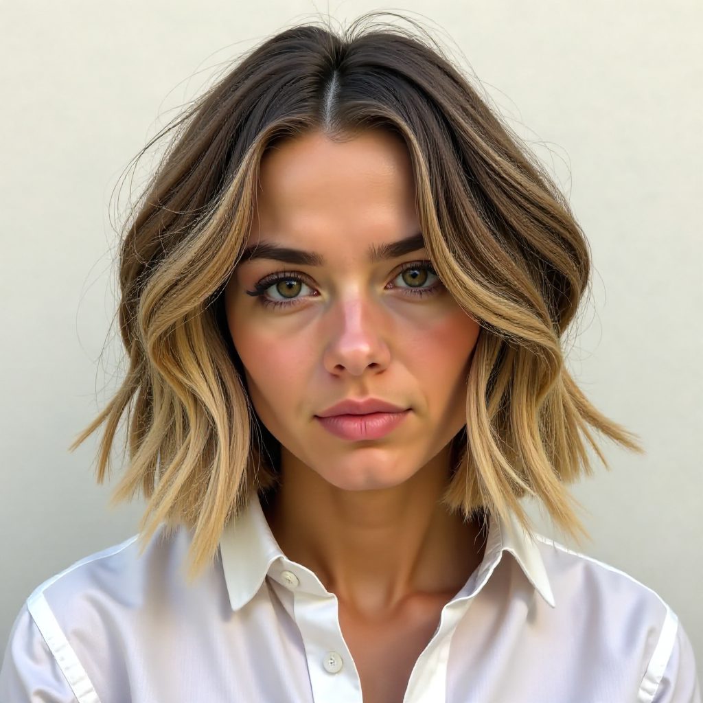 Middle Part Hairstyle for Diamond Shaped Faces