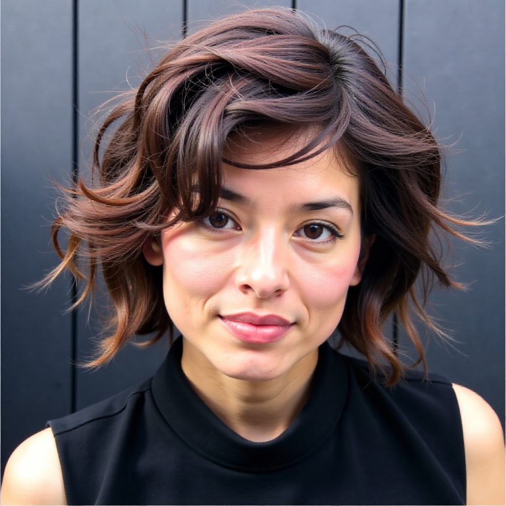 Shag Cut for Curly Hair and Diamond Face Shape