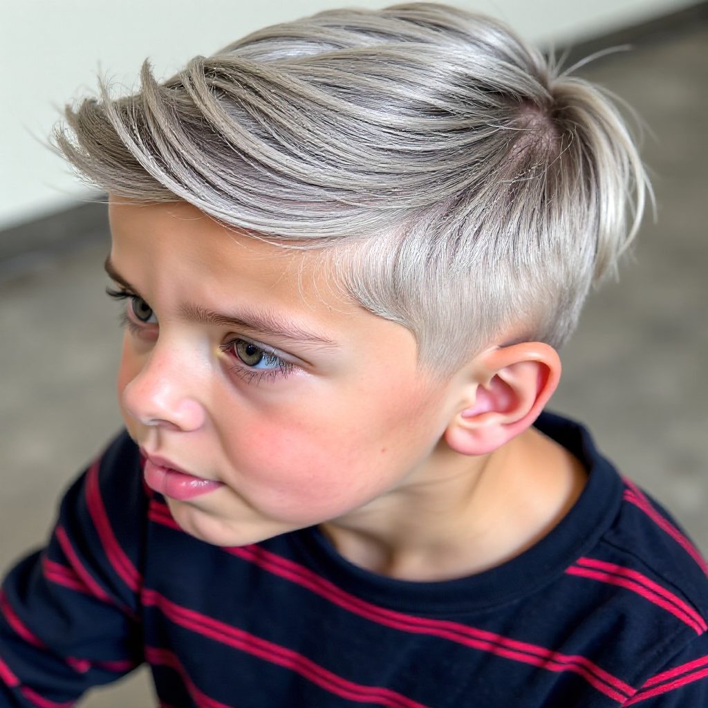 Silver Blonde Hair Undercut with a Spiky Look