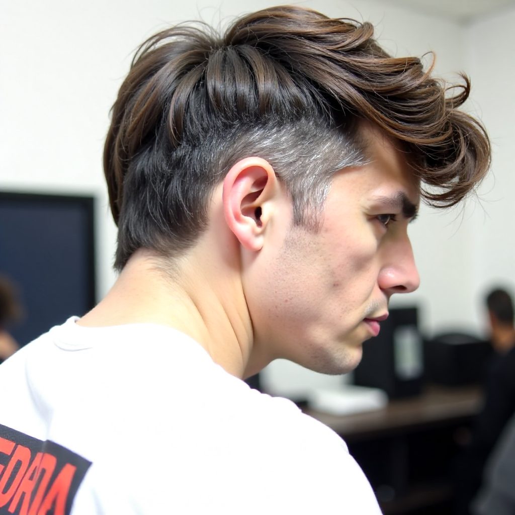 Short Curly Hair with Low Fade