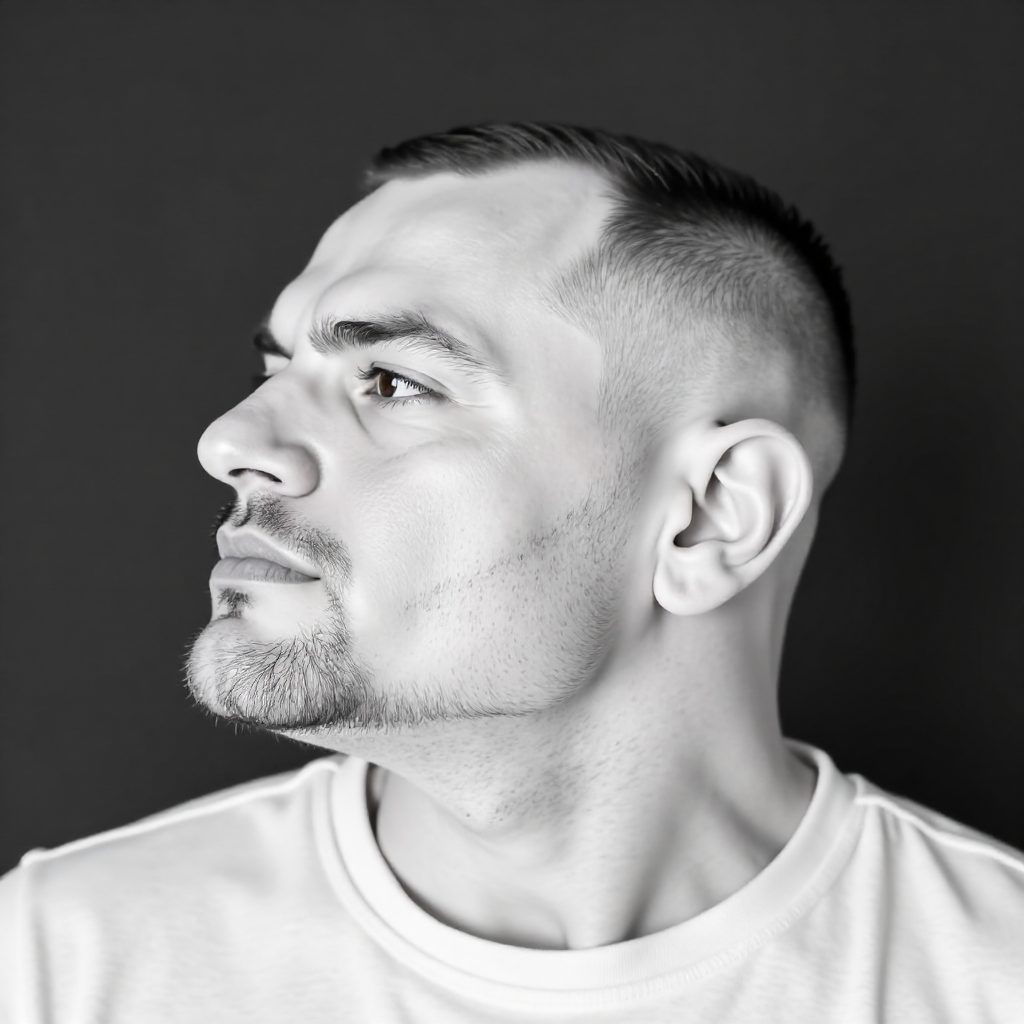 Short Graying Hair and Beard