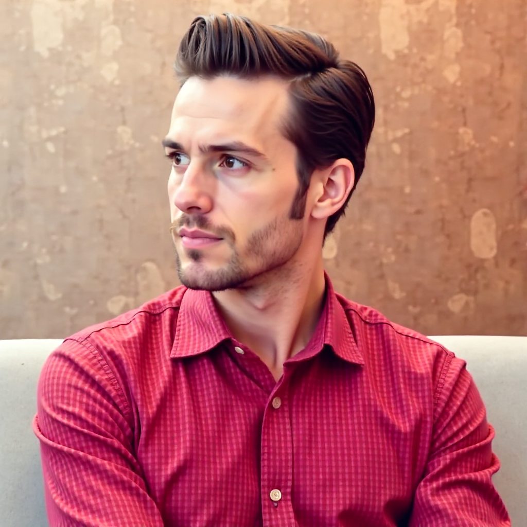 Middle Length Male Haircut with Side Part