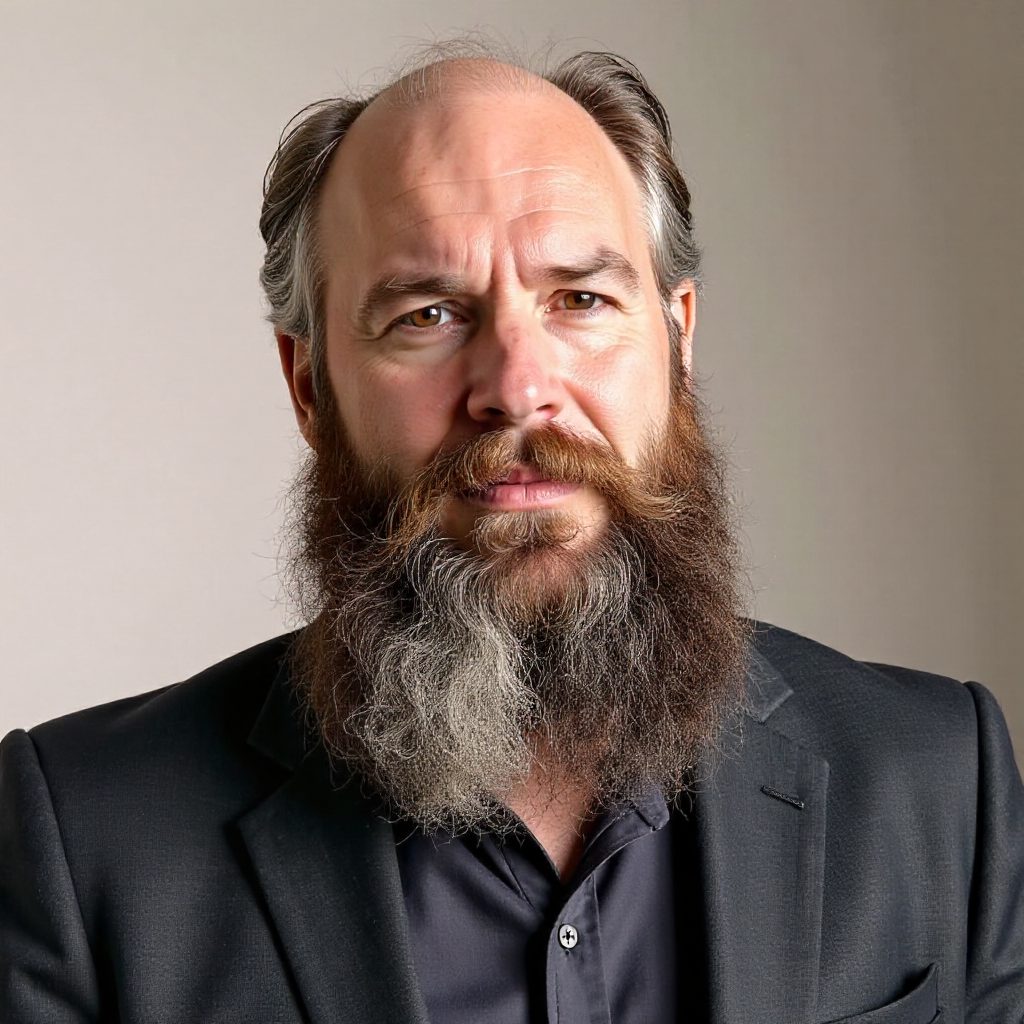 Combed Back Hairstyle for Men with Beards