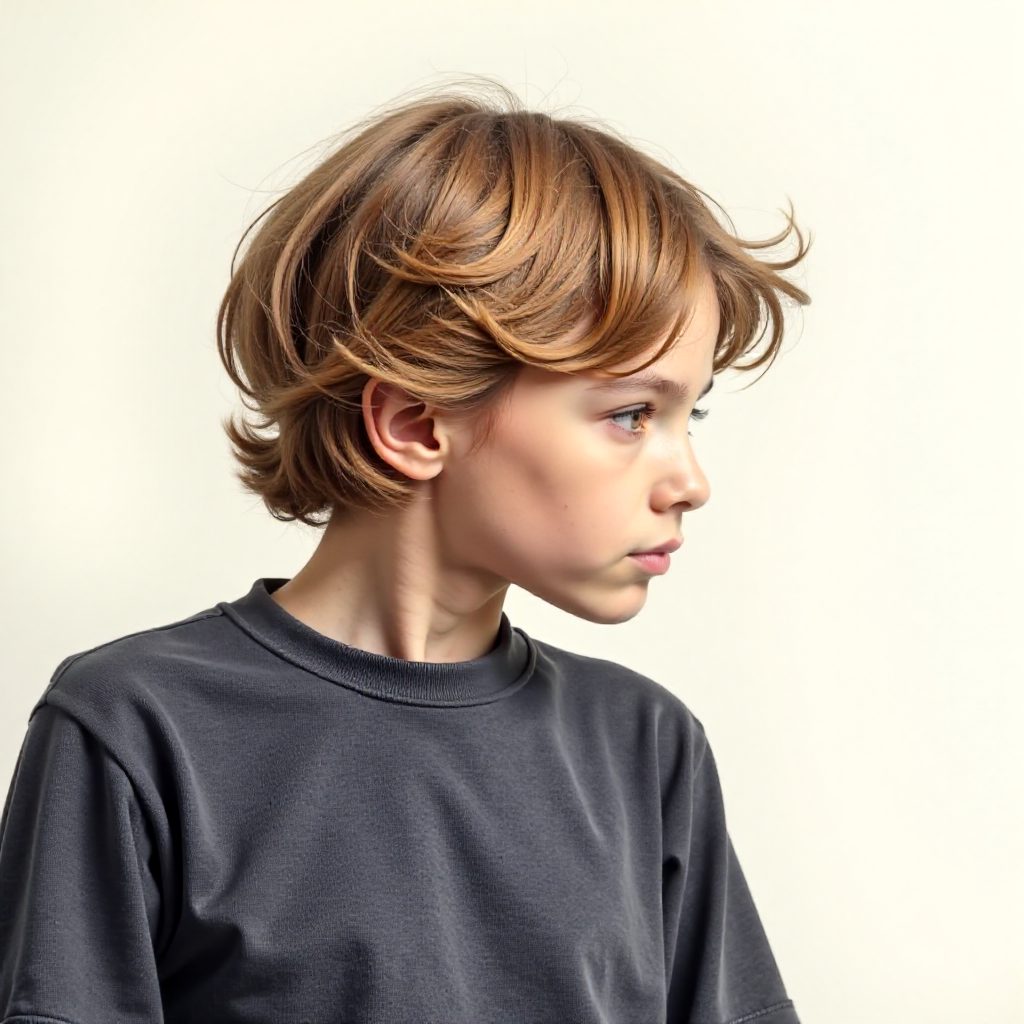 Subtle Yellow Color Block on Short Hair