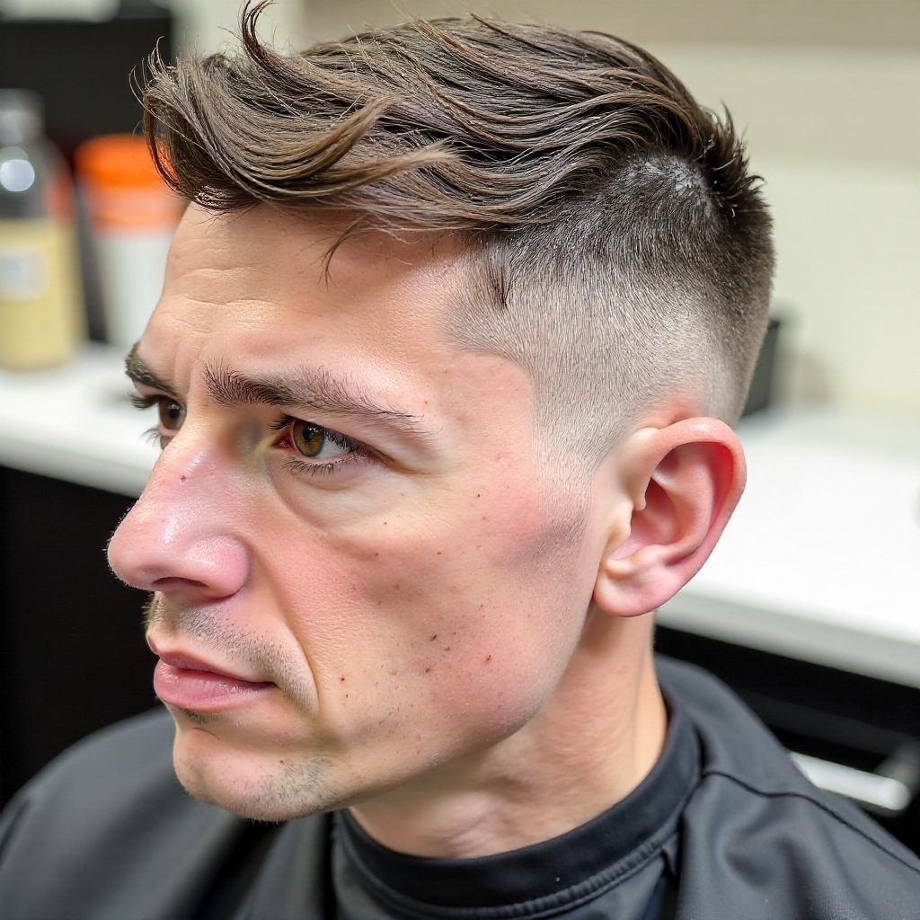 High Fade and Sculpted Beard