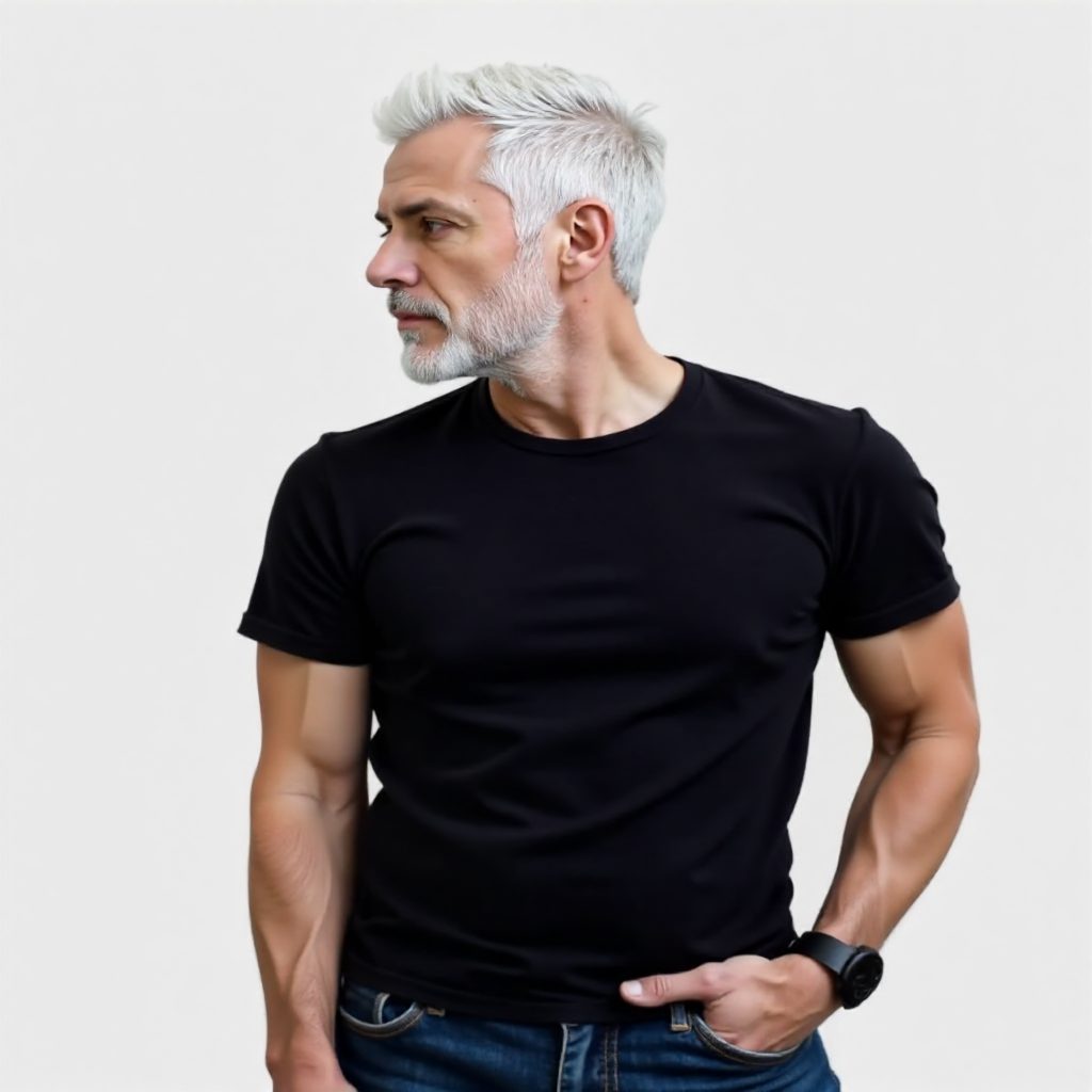 White Gray Hair and Gray Beard