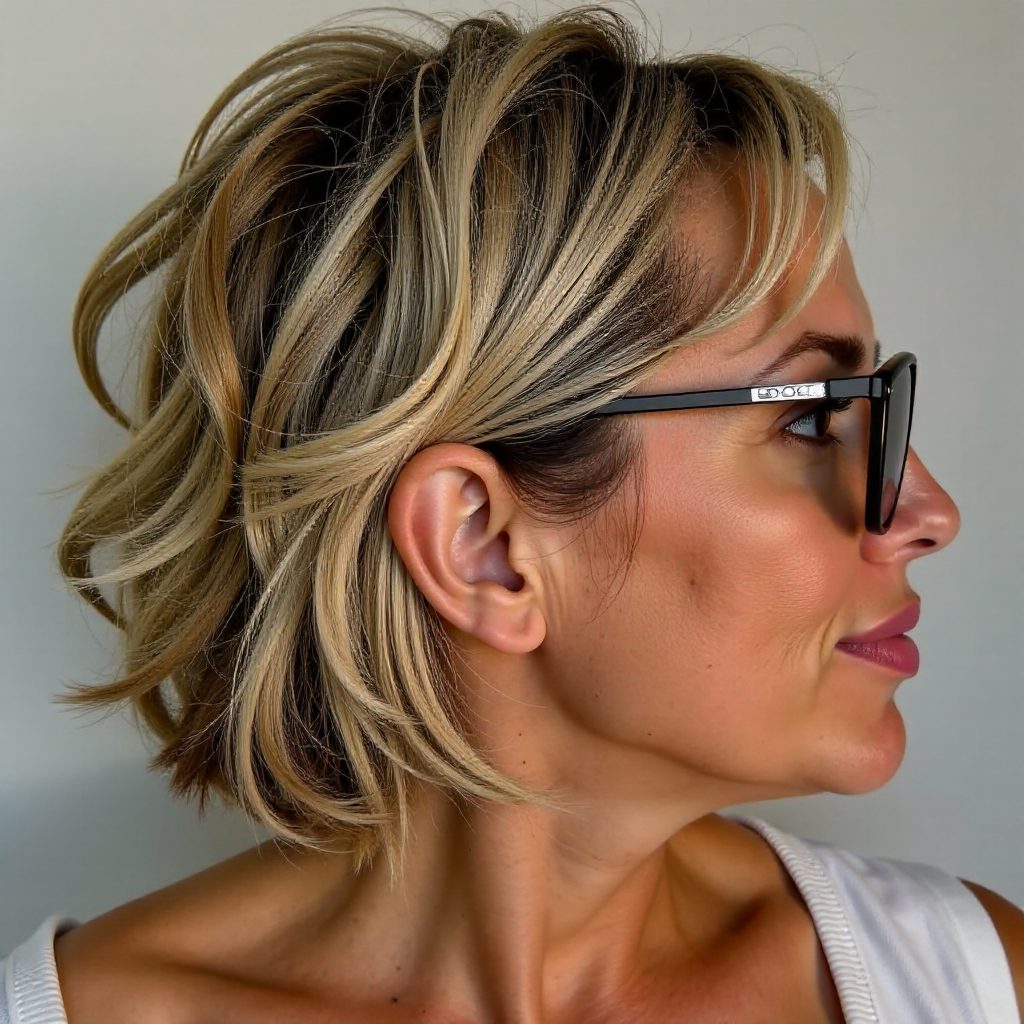 Feathered Highlighted Bob for Black Women over 50