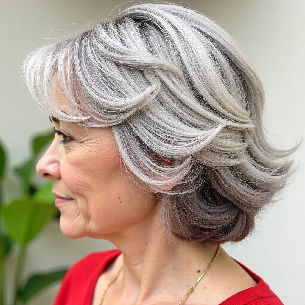 Long Bob Cut for Thick Gray Hair