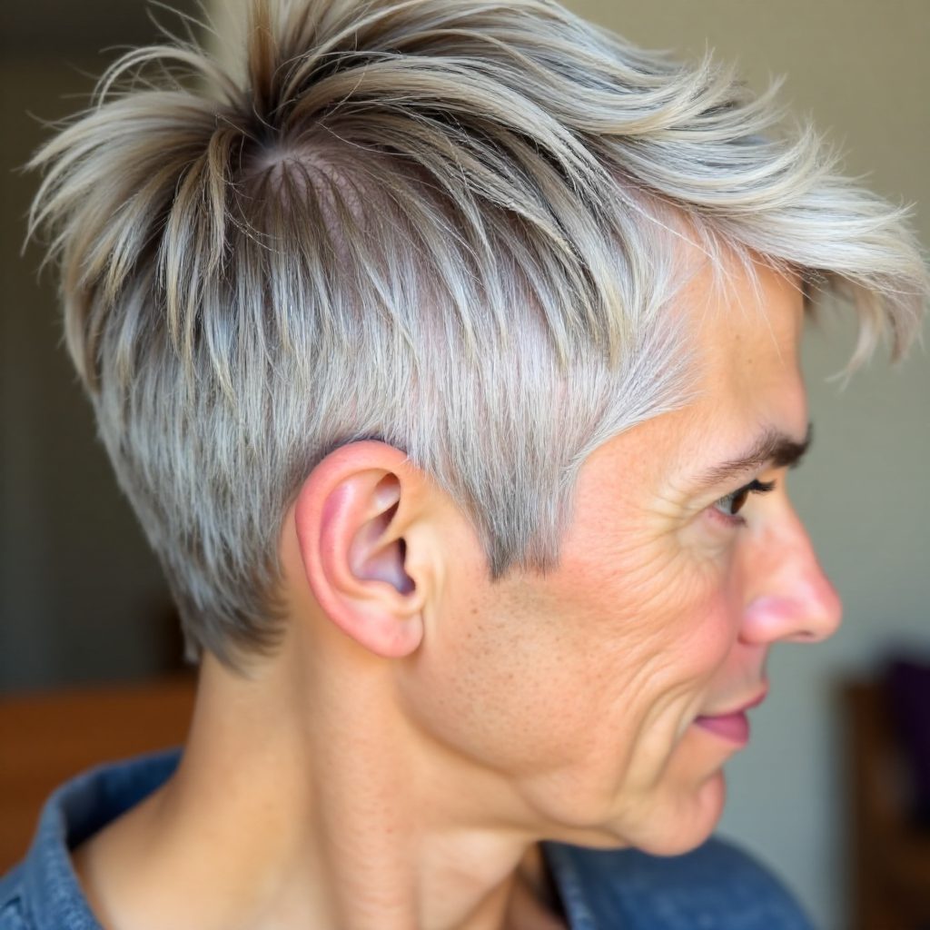 Low Maintenance Short Spiky Hair Idea for Older Women