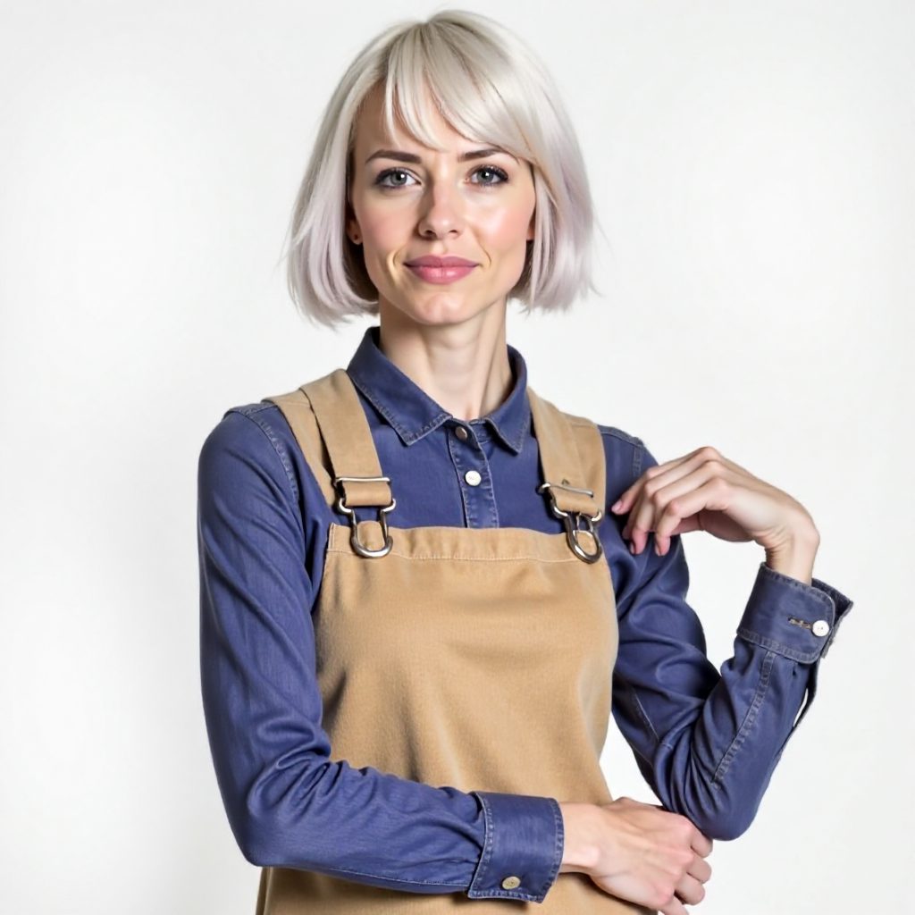 Short White Blonde Bob with Choppy Bangs