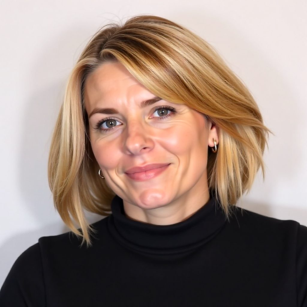 Textured Bob with Side Swept Bangs for Women over 50