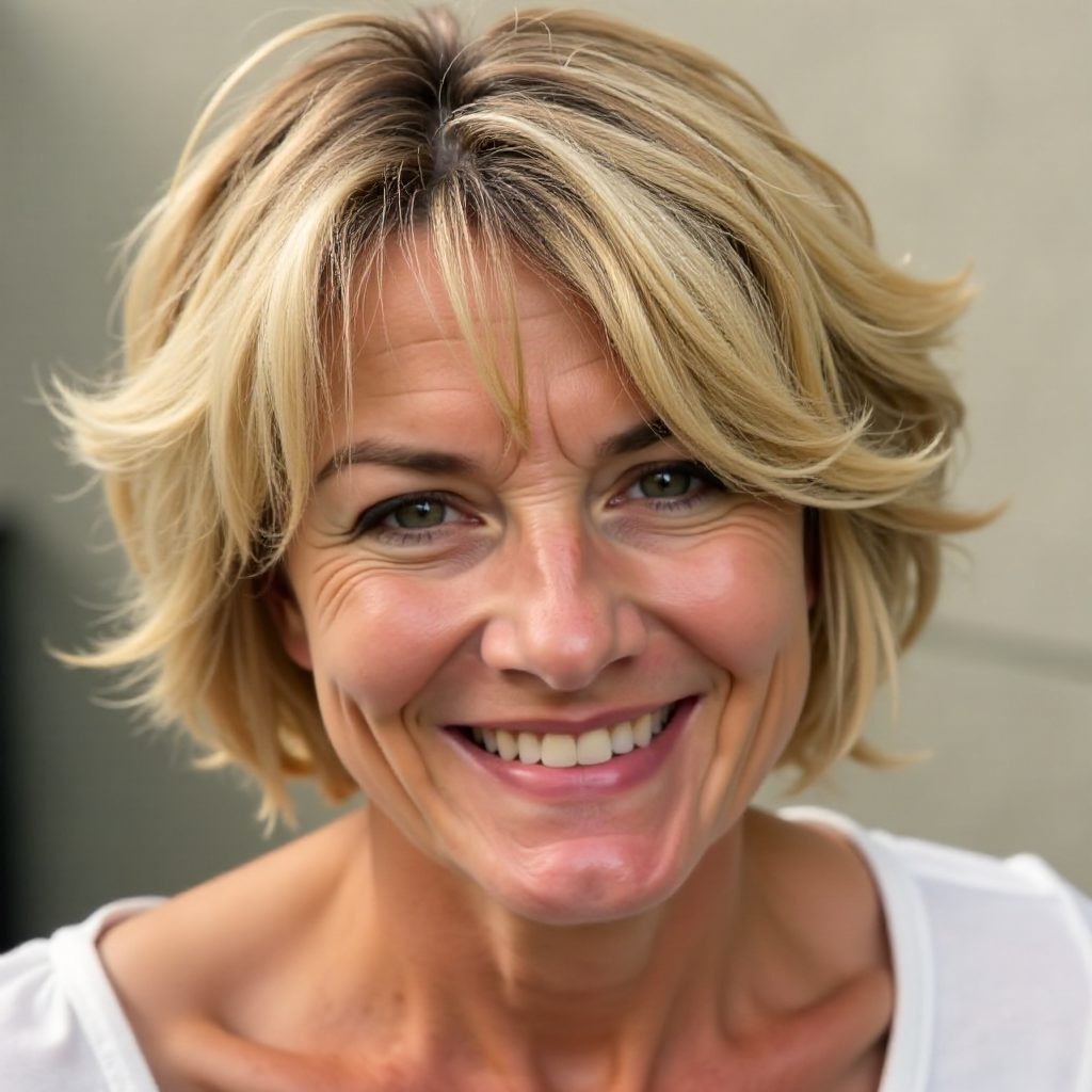 Cute Rounded Bob with Bangs for Women over 50