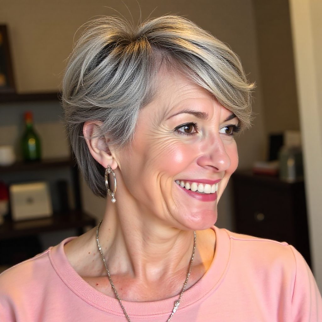 Shaggy Wavy Pixie Bob with Curtain Bangs