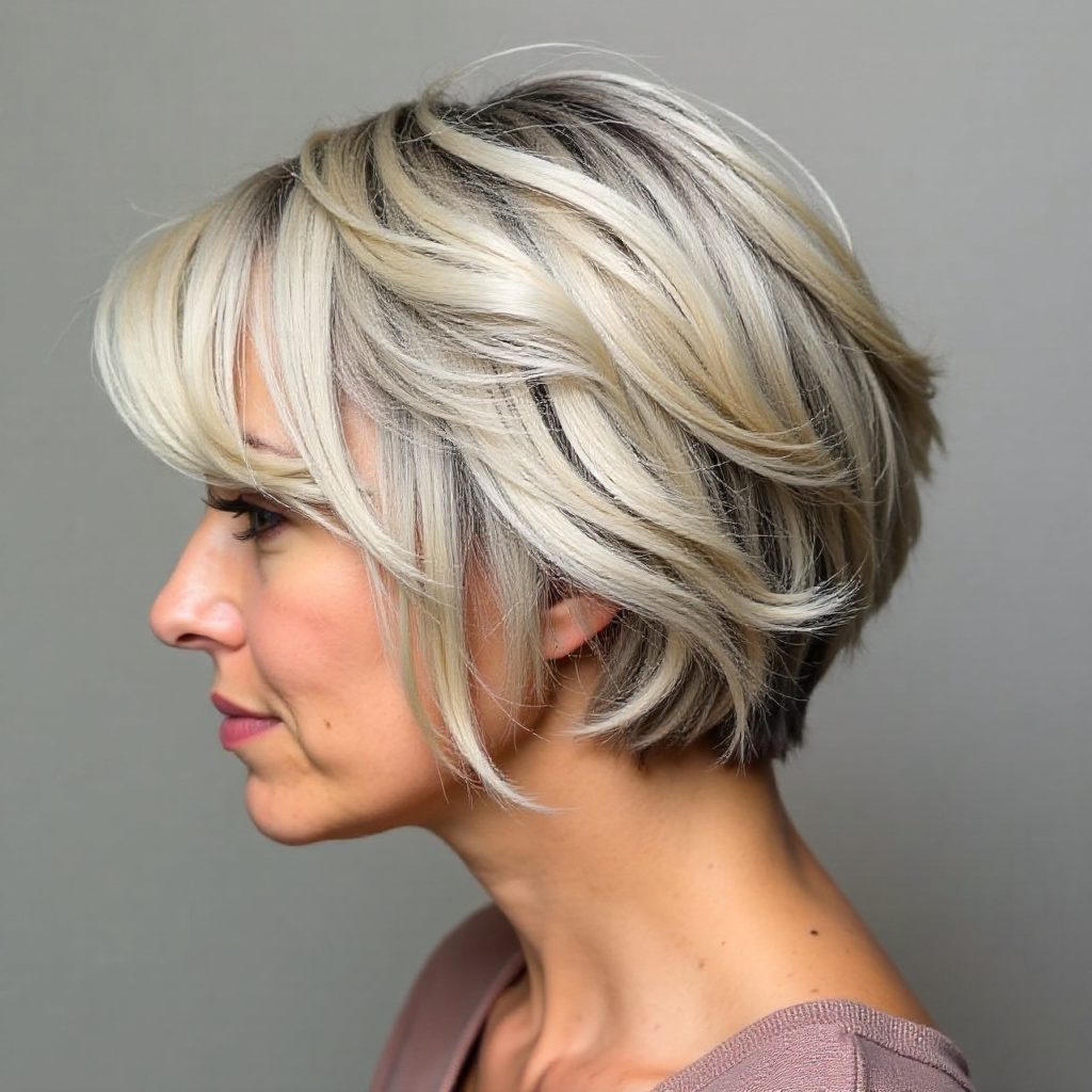 Platinum Blonde Undercut Bob on Super Thick Hair