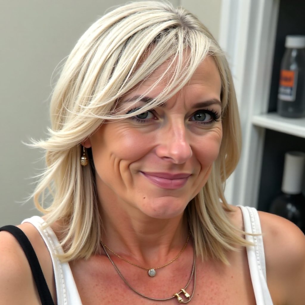 Medium Length Layered Haircut with Bangs for Over 50