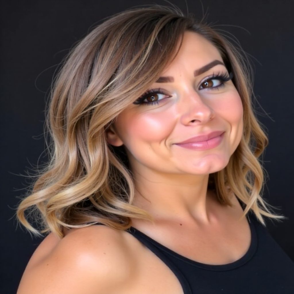 Straight Hairstyle with Curtain Bangs for Round Faces