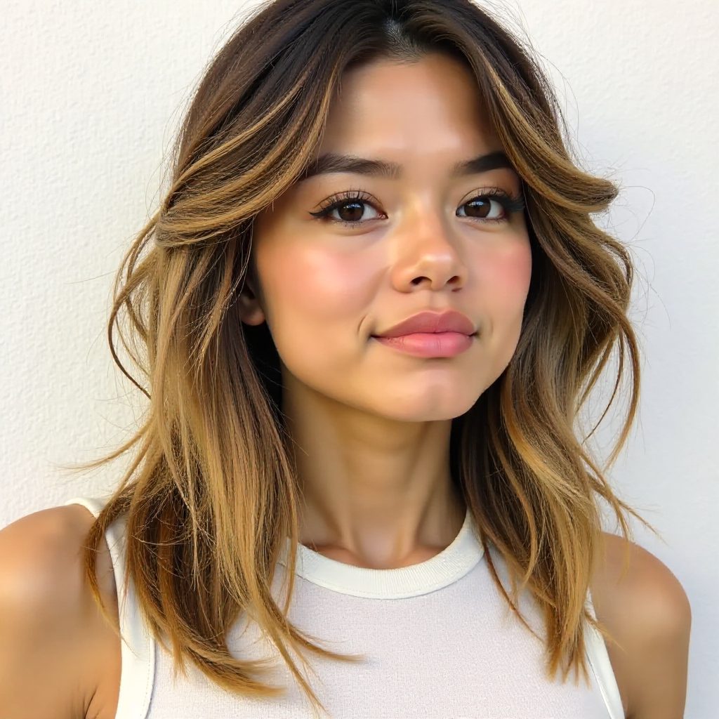 Flipped Out Bangs and Dark Blonde Ombre Highlights