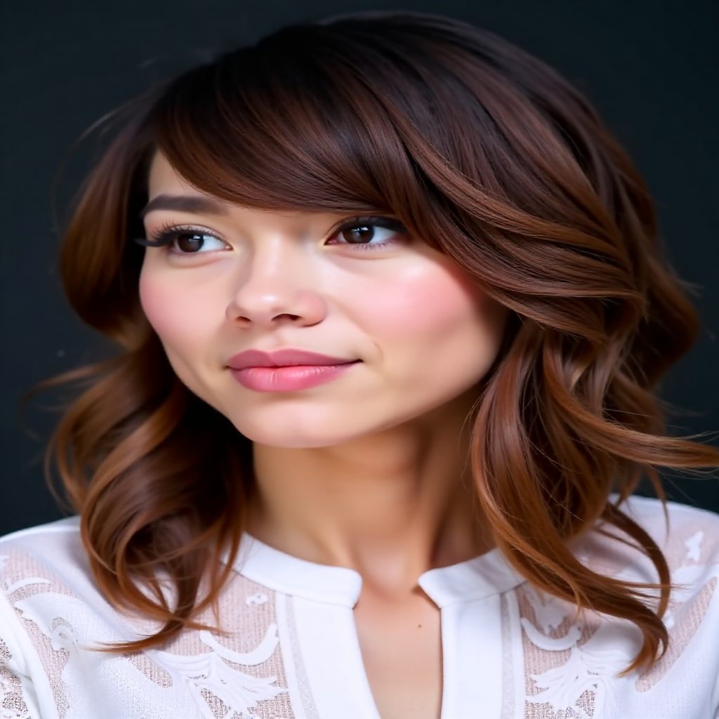 Medium Cut with Curtain Bangs for Overweight Women