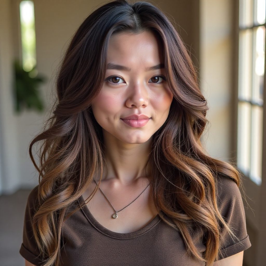 Long Layered Cut with See Through Bangs