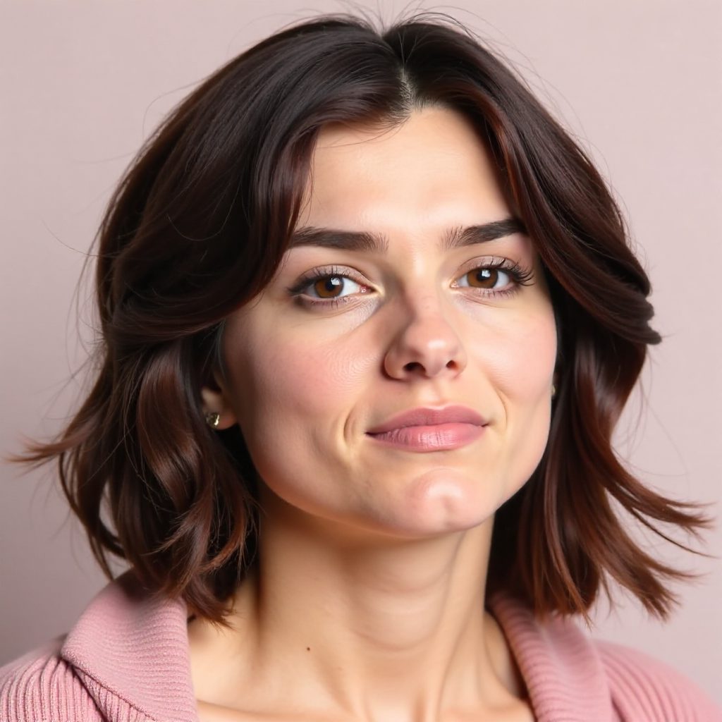 Short Haircut with Curtain Bangs for Chubby Faces