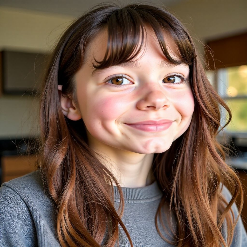 Straight Curtain Bangs with Naturally Wavy Hair