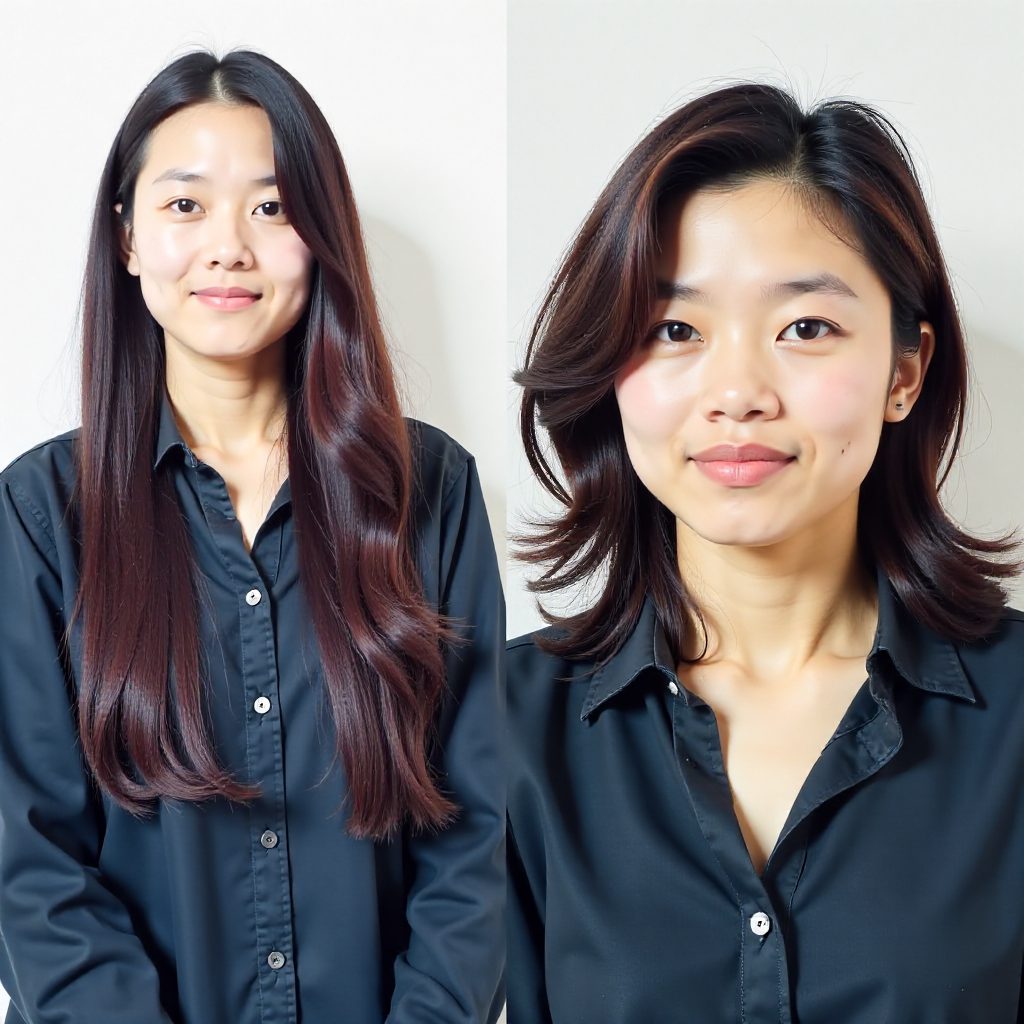 Flattering Haircut with Bangs for Round Chubby Face