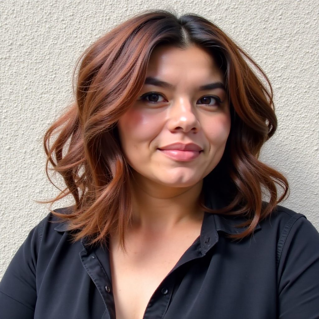 Messy Haircut with CurtainFringe for Round Faces
