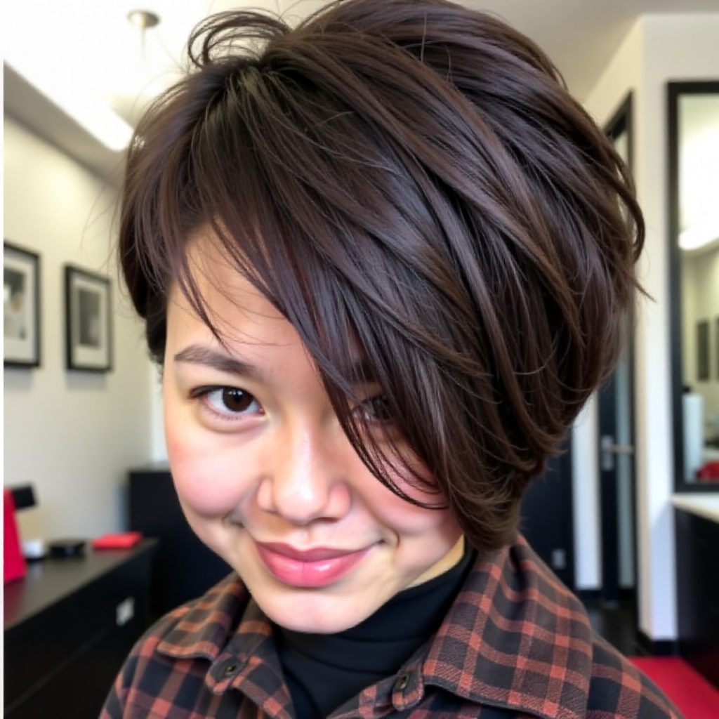 Spiky Pixie Bob for Older Women with Round Faces