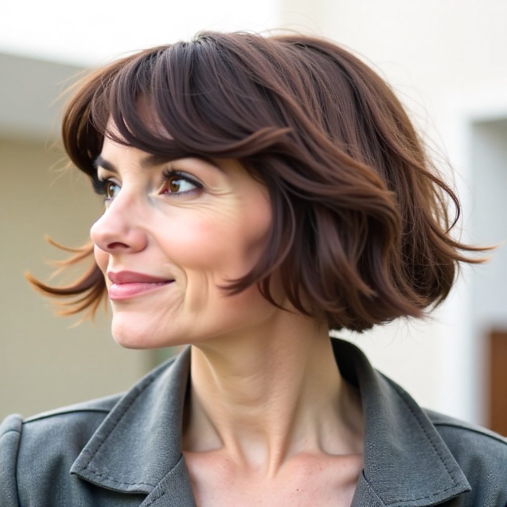 Charming French Bob for Round Face over 60