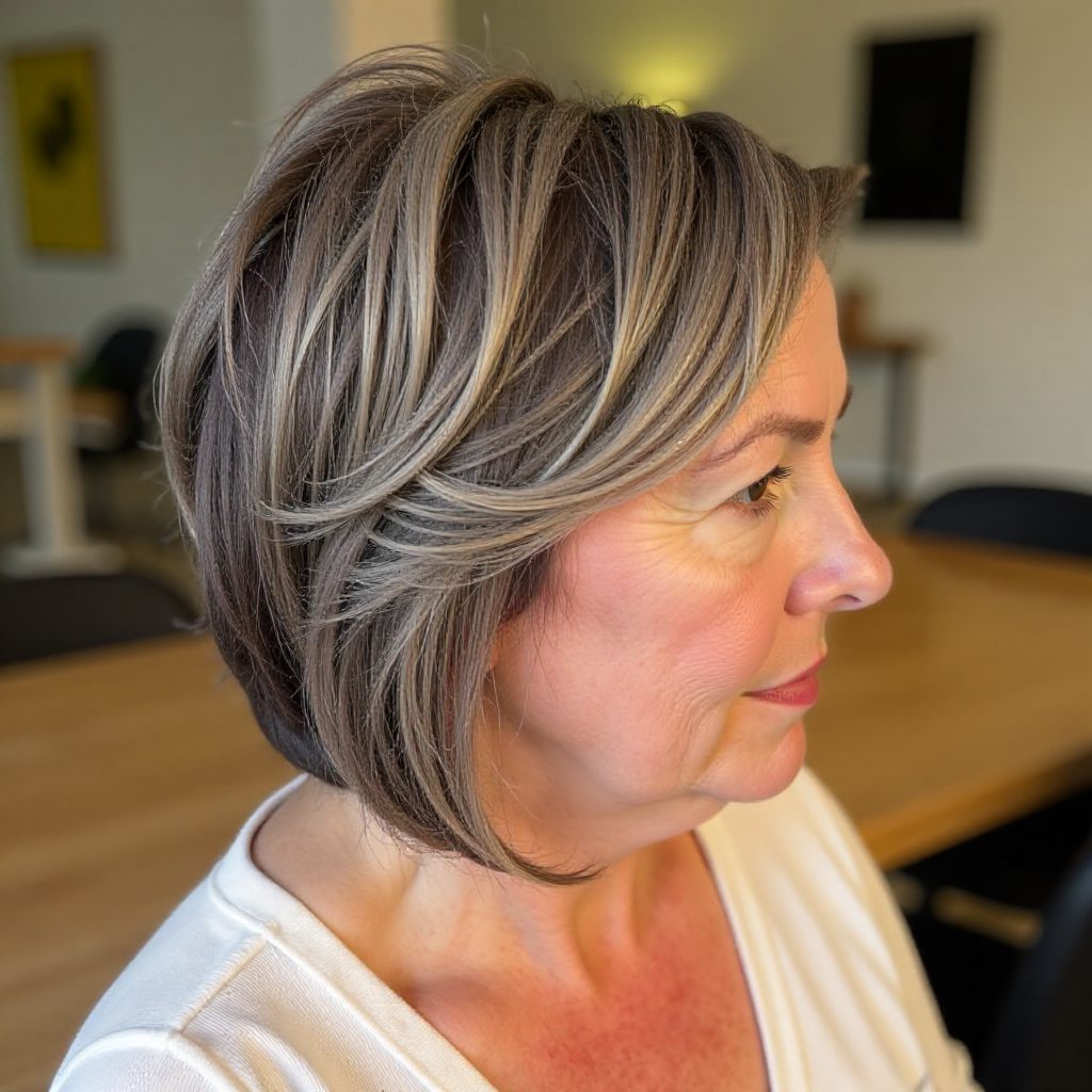 Smooth Chestnut Rounded Bob for Over 50