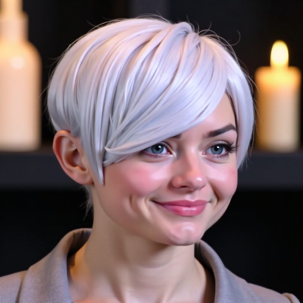 Long Silver Pixie for Thick Hair