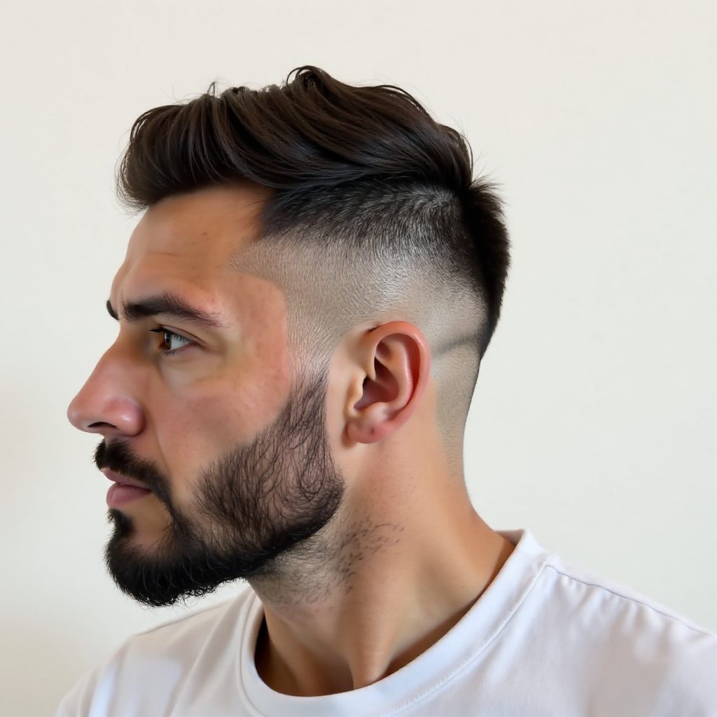Short Burst Fade and Beard Hairstyle for Thin Hair