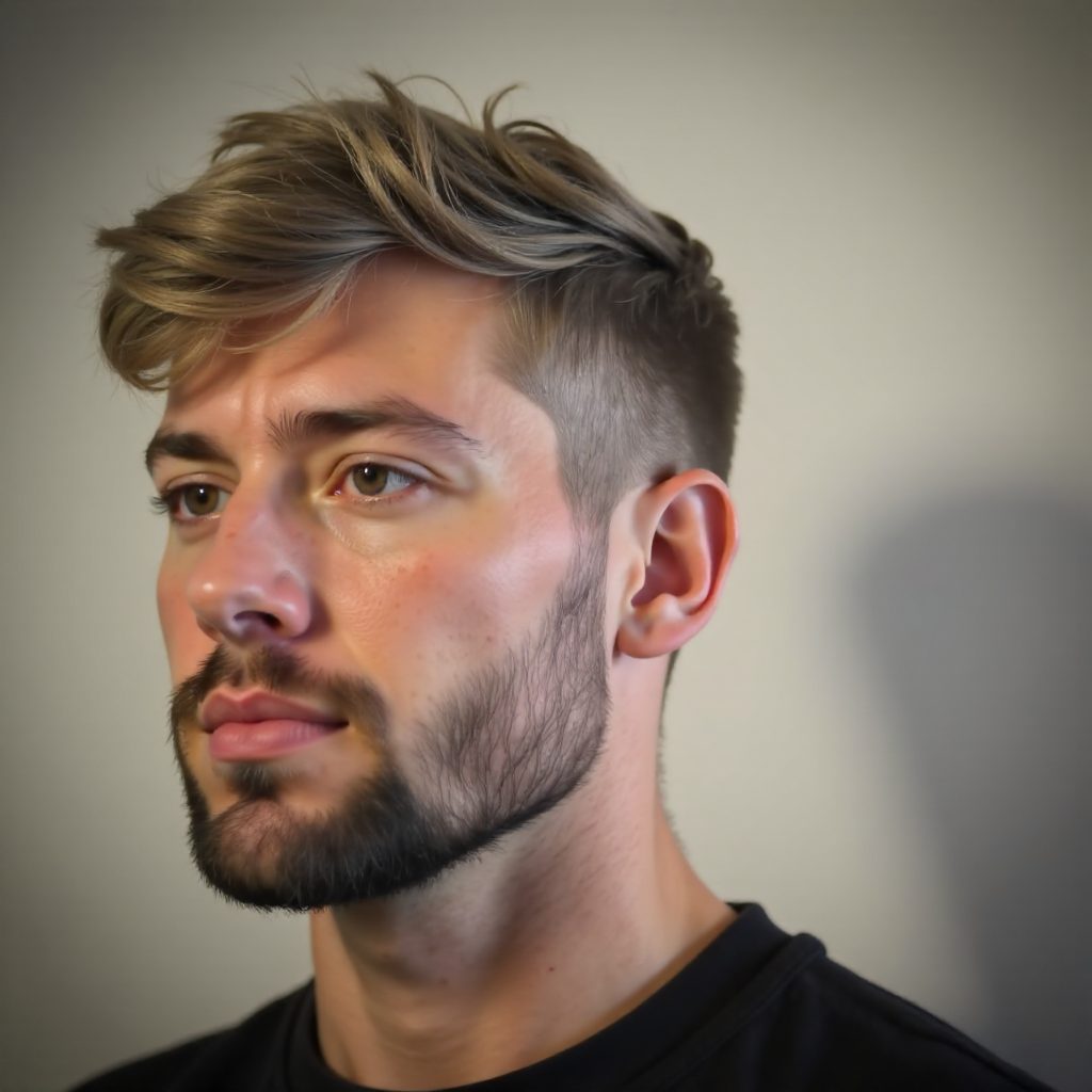 Caesar Cut with Mid Fade and Textured Bangs