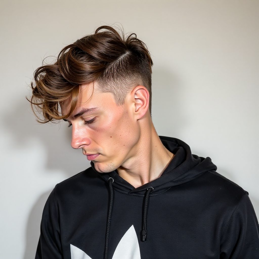 Shaved Sides and Back and Long Fringe Hairstyle