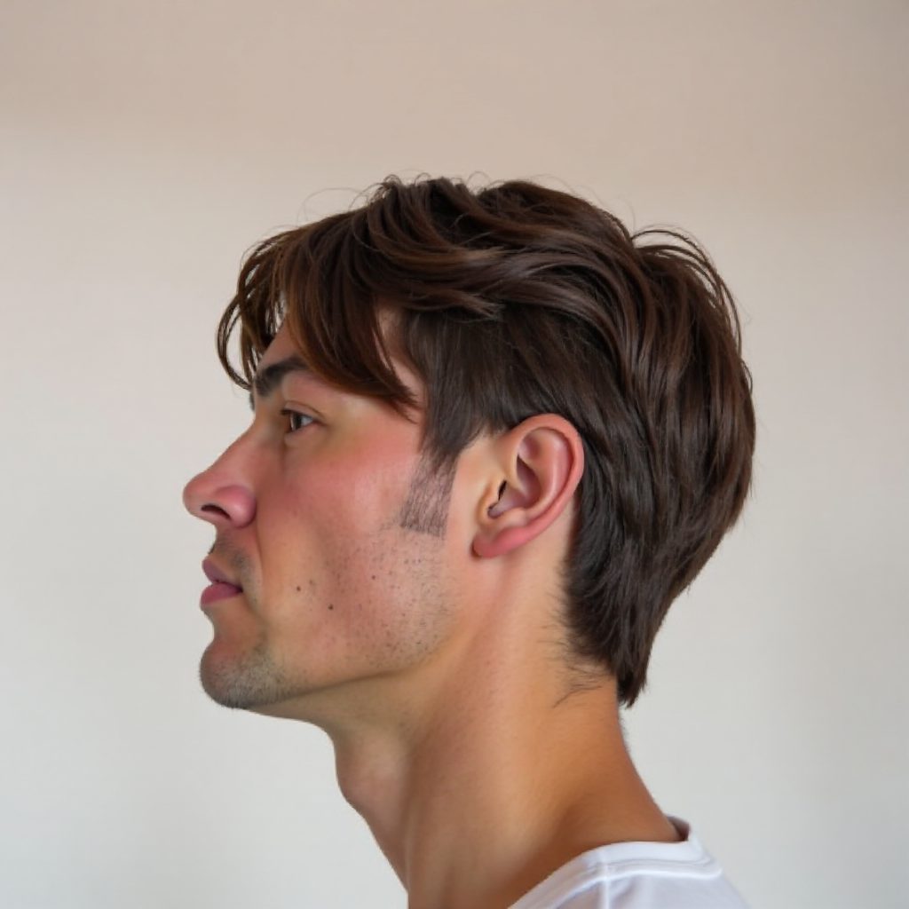 Short Modern Mullet for Men with Fine Wavy Hair