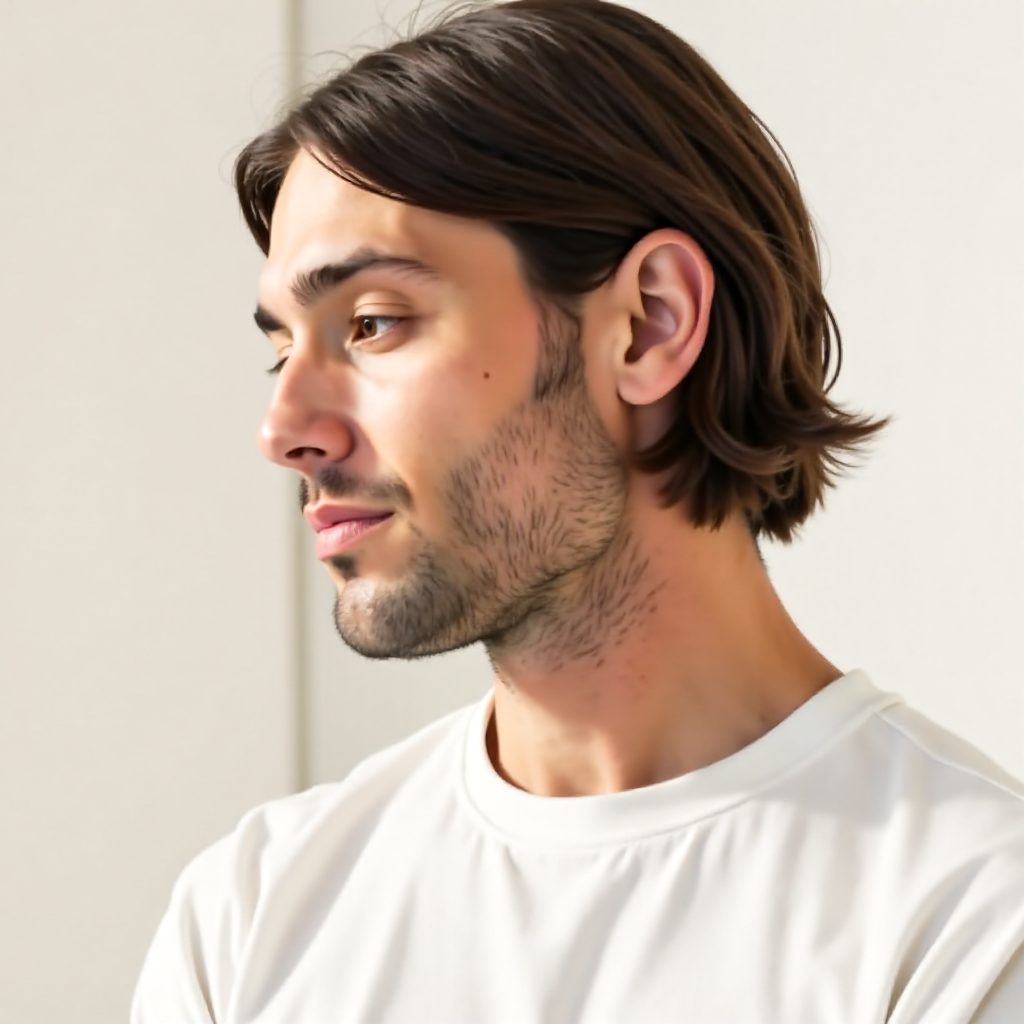 Nape Length Bob Cut for Men with Straight Hair