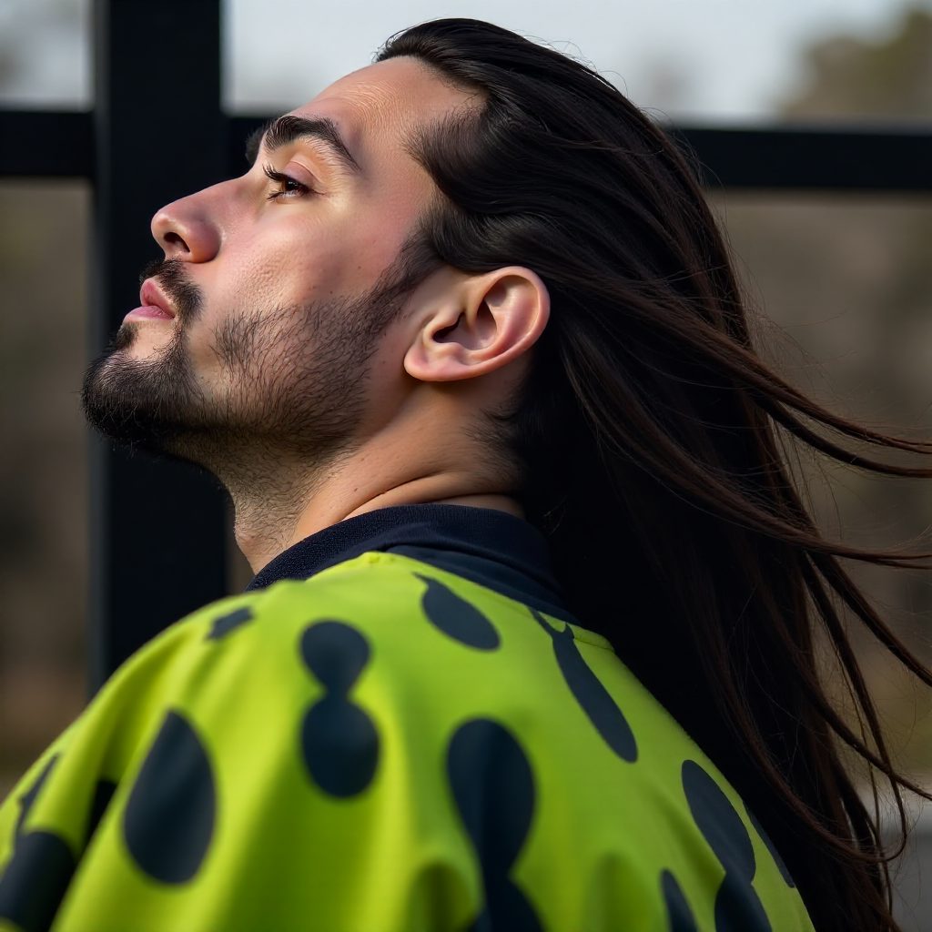 Bald Undercut with Long Hair and Beard