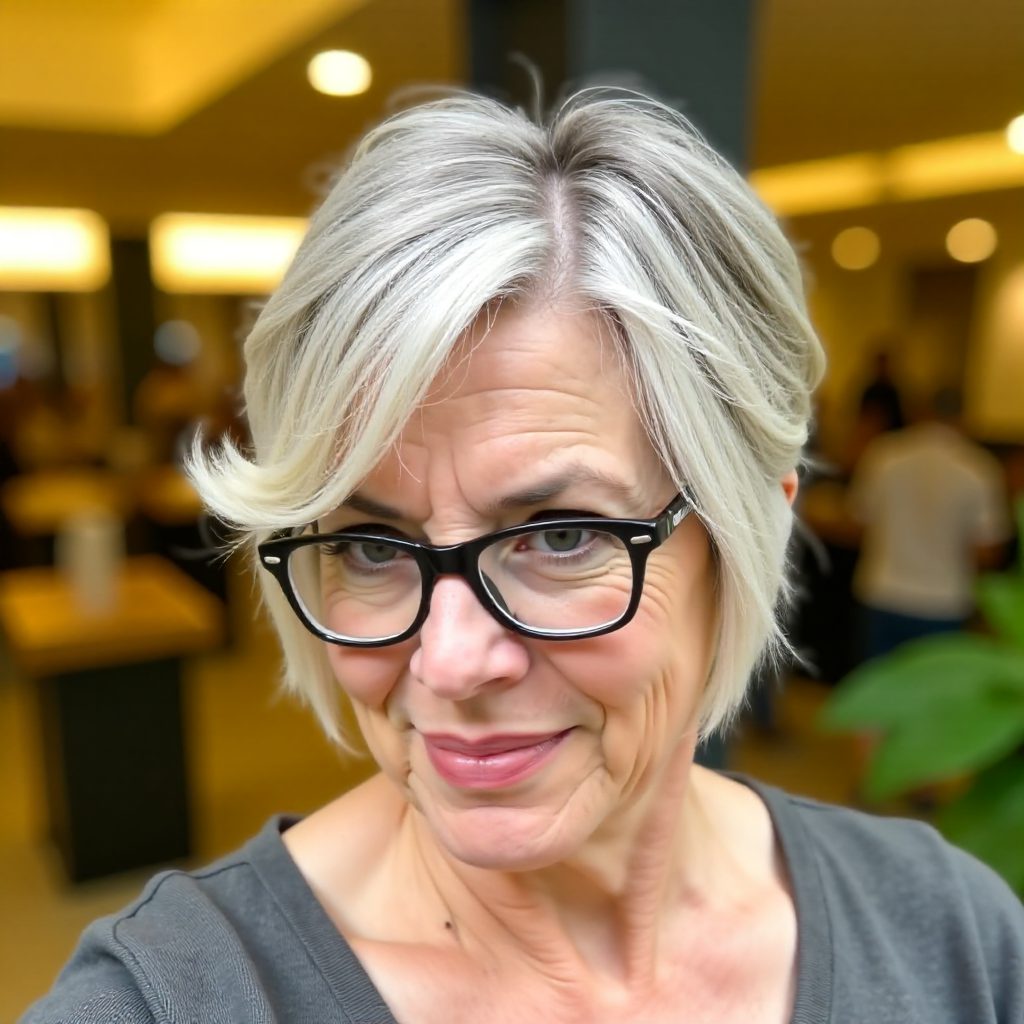 Angled Salt and Pepper Pixie Bob