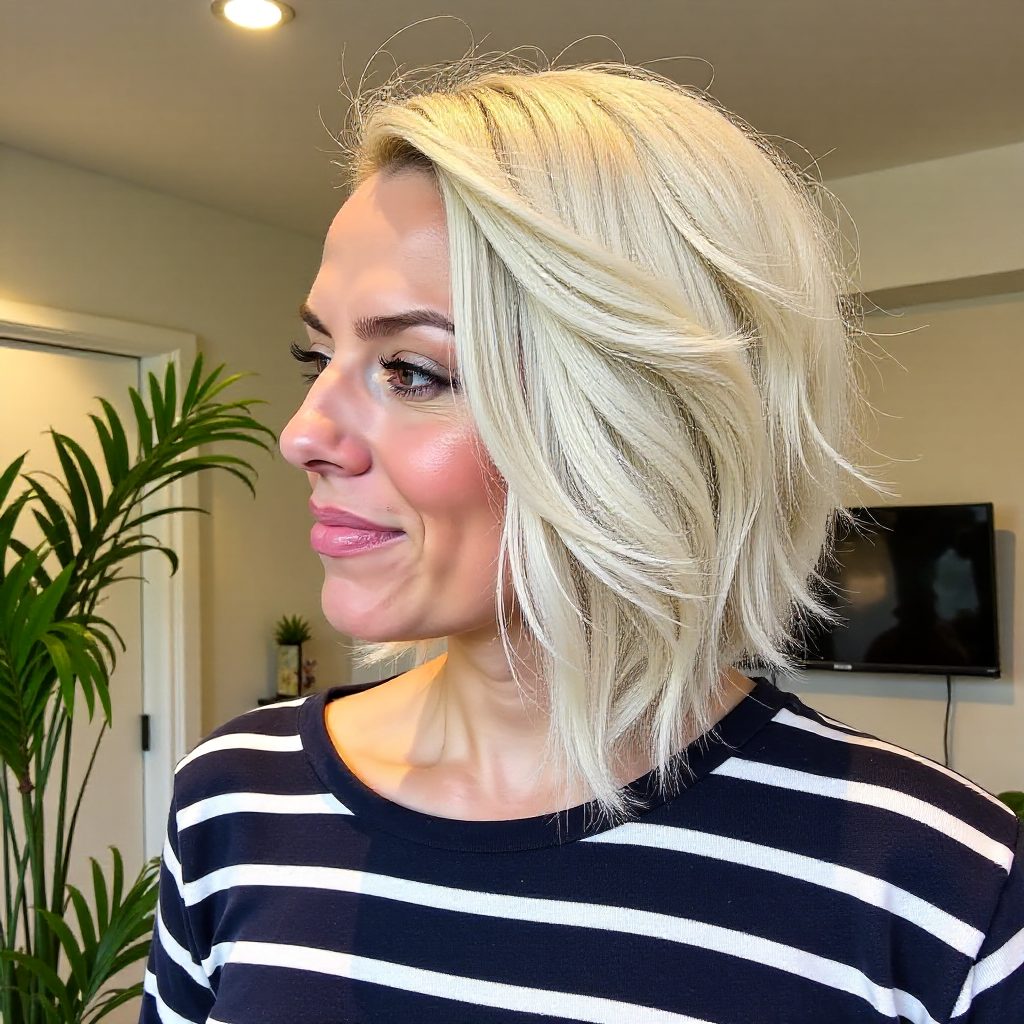 Silver Curly Bob and Glasses